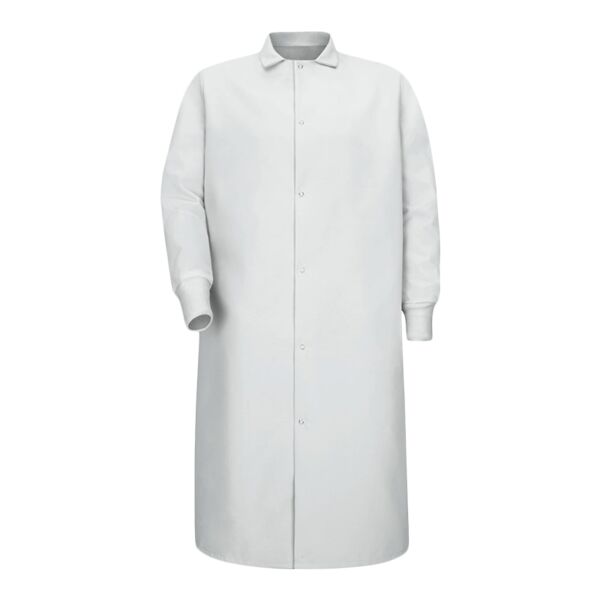 Unisex Gripper-Front Pocketless Butcher Coat With Knit Cuffs Thumbnail