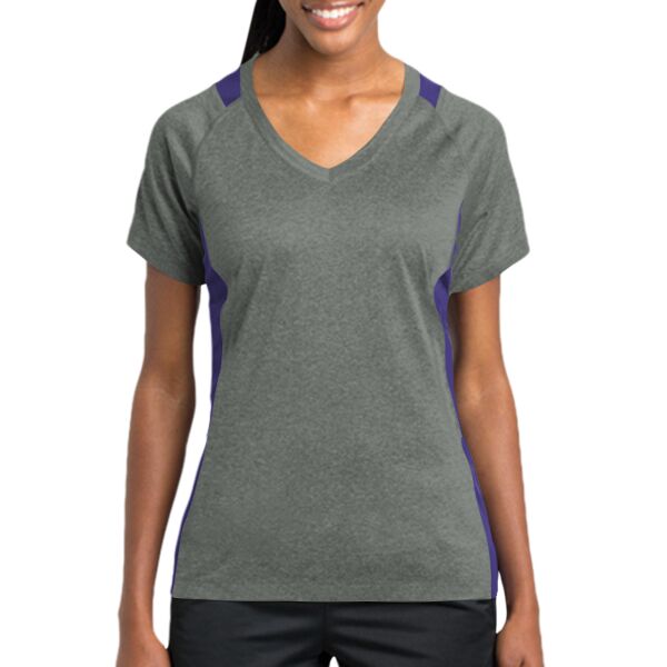 Sport Tek - Ladies Heather Colorblock Contender ™ V Neck Tee Thumbnail