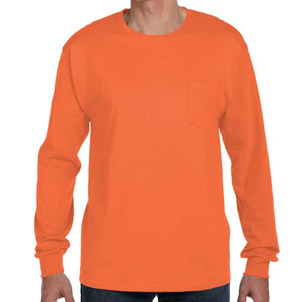 Hanes Tagless Long Sleeve T-Shirt with a Pocket Thumbnail